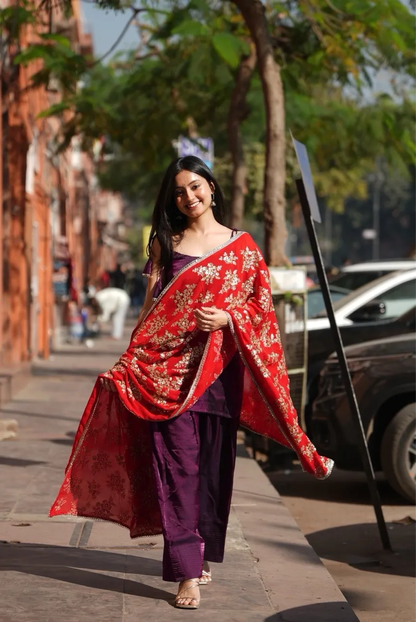 ‘Fasana’ Farshi Salvar Set - Purple