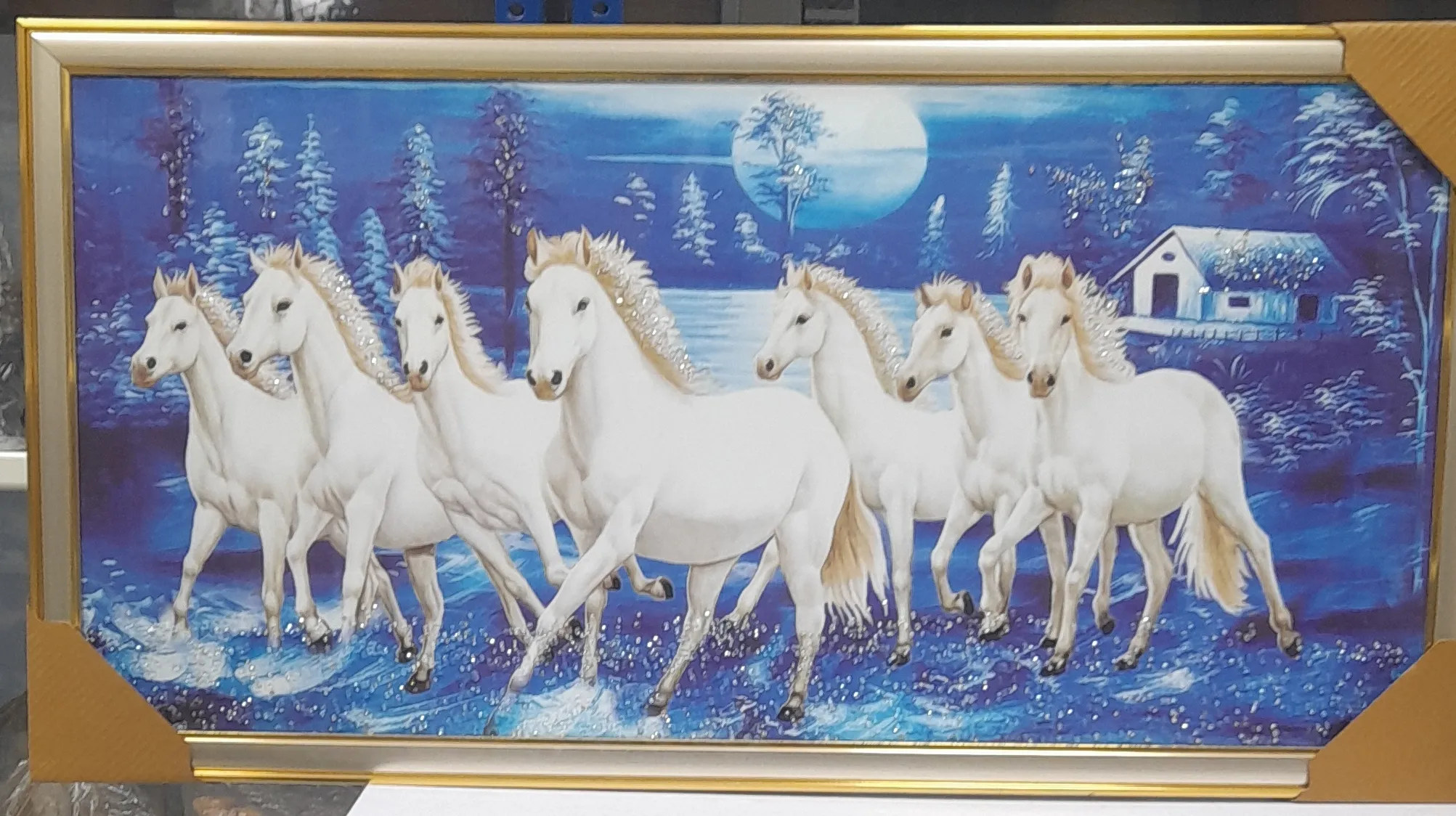 White Horses Wall Art 20"H & 36"W view 2