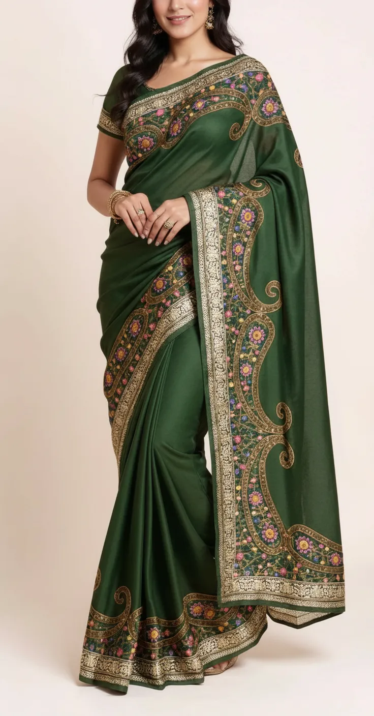 Embroidered Jogi Silk Saree view 4