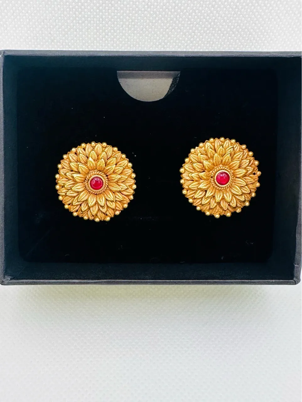 Golden Floral Stud Earrings view 3