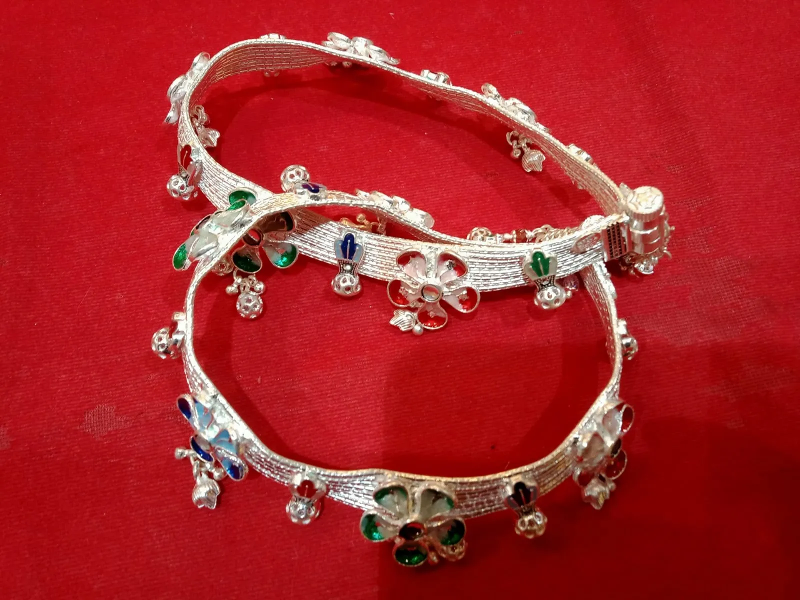 Decorative Silver Anklets view 2