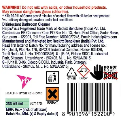 Harpic Bathroom Cleaner Floral 200 ml view 2