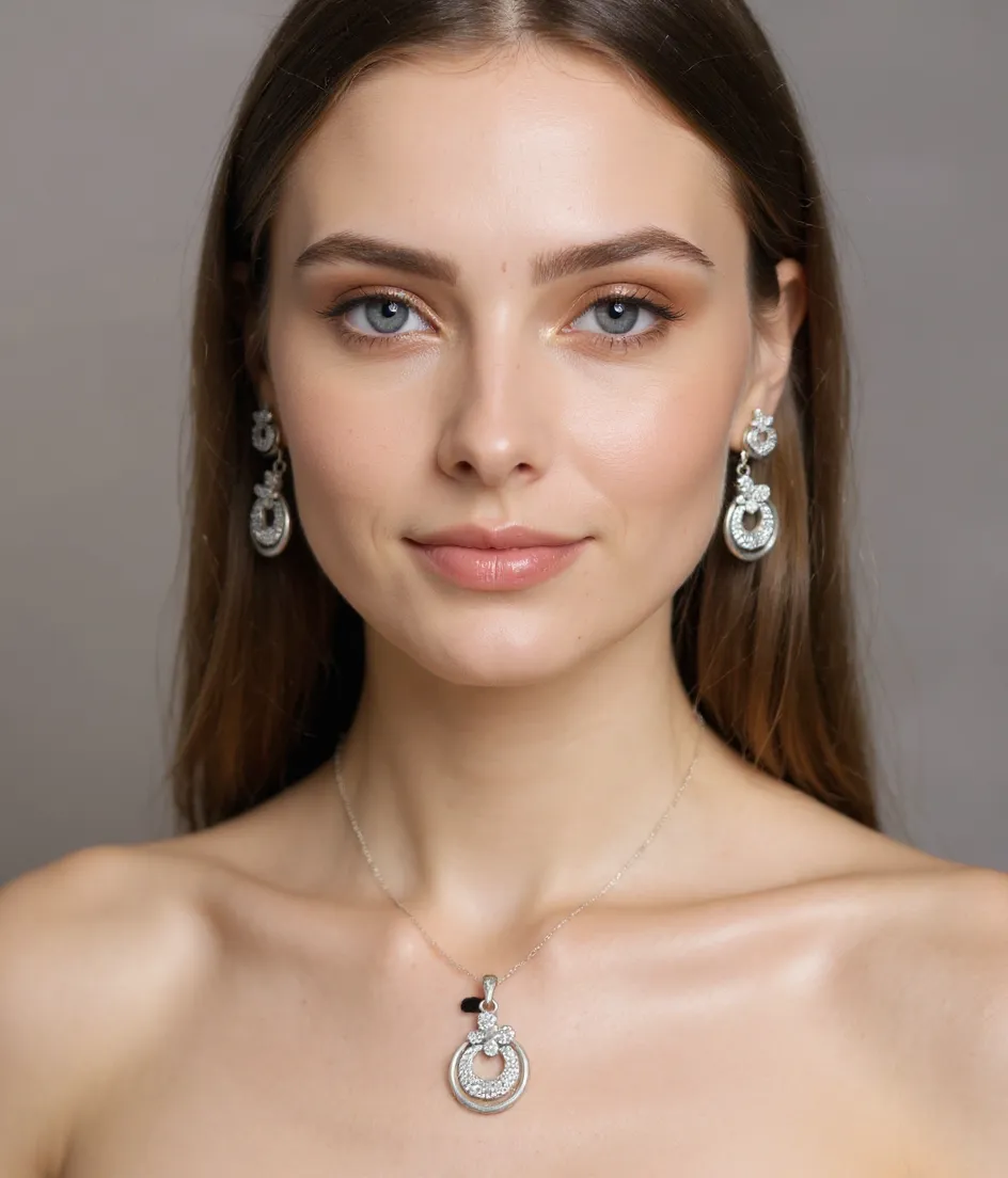 92.5 Hallmark Silver Italian Pendal Set view 2