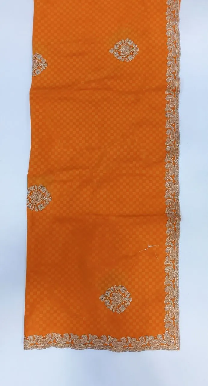 Elegant Embroidered Saree with Golden Border – Available in Multiple Colours view 10