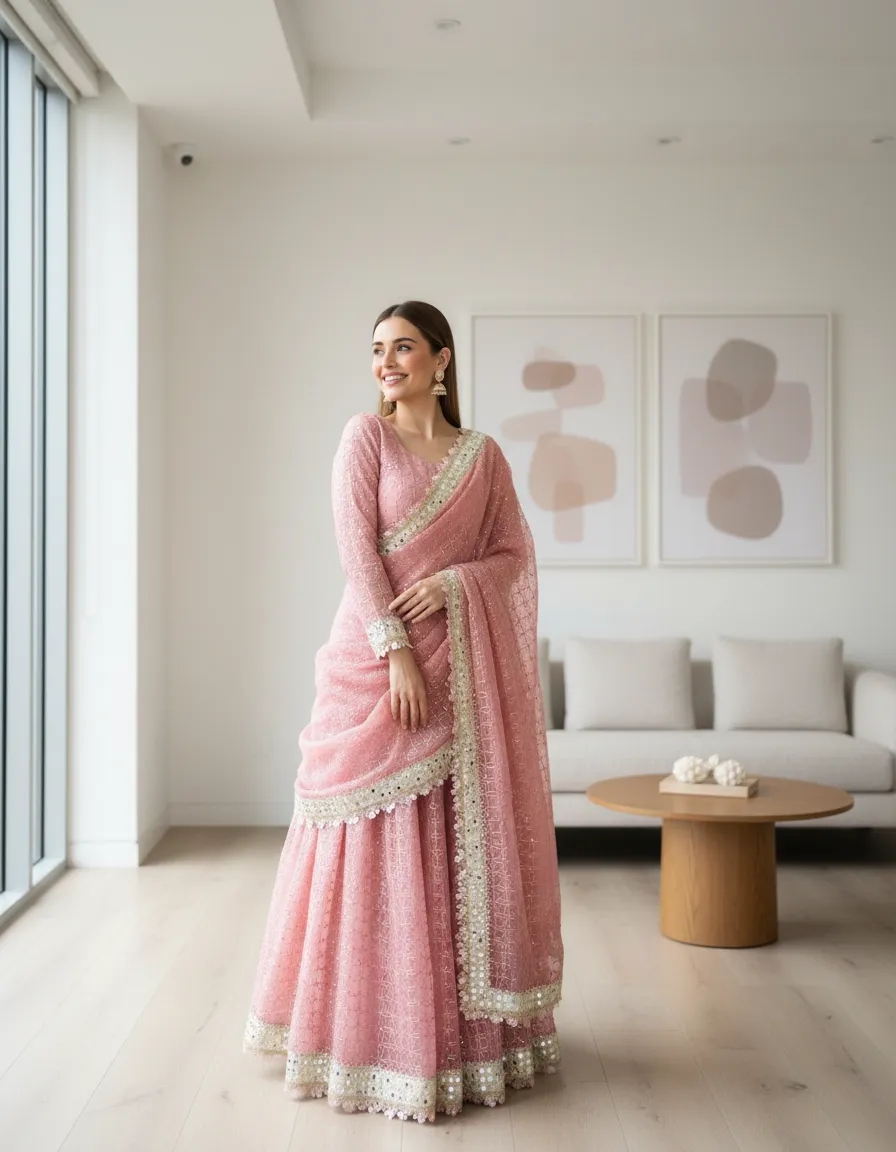 Asha Boutique Pink Lehenga view 3