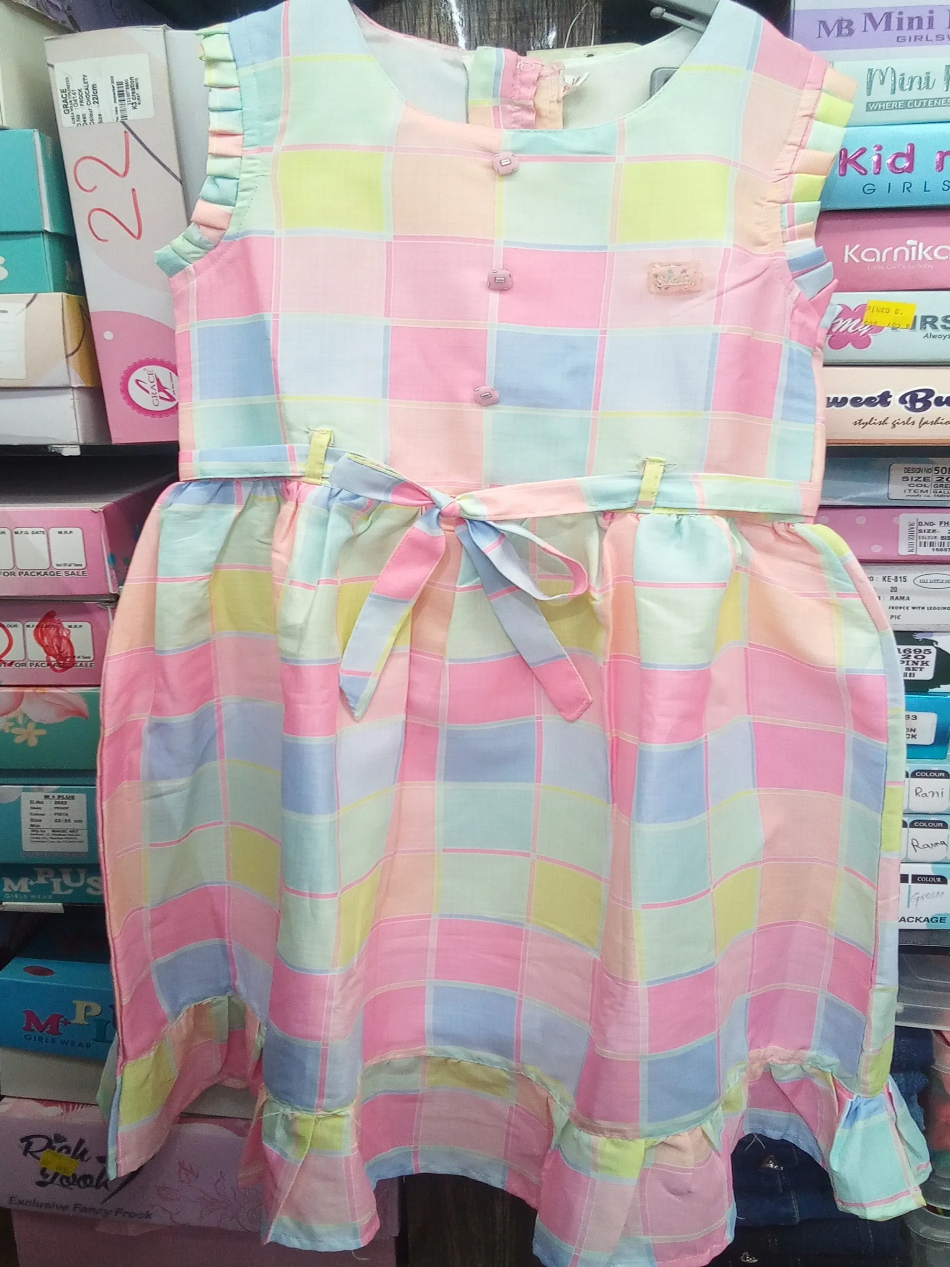 Kids Pastel Plaid Dress view 3