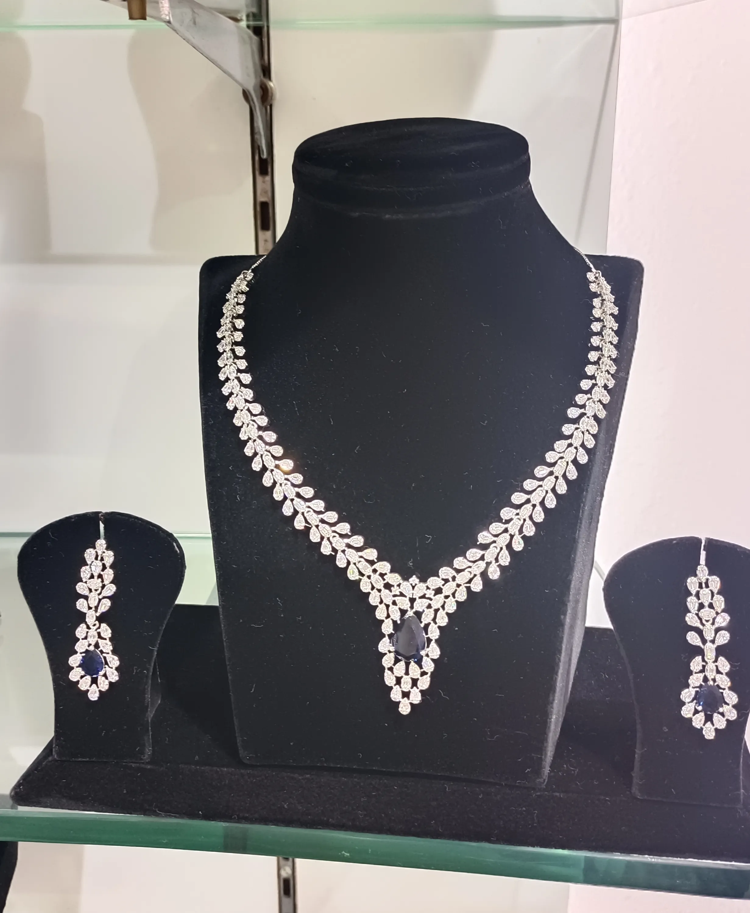 Elegant Sapphire Necklace and Earring Set view 2