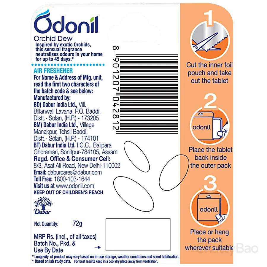 Odonil Bathroom Air Freshener Blocks - Orchid Dew 48 g view 2