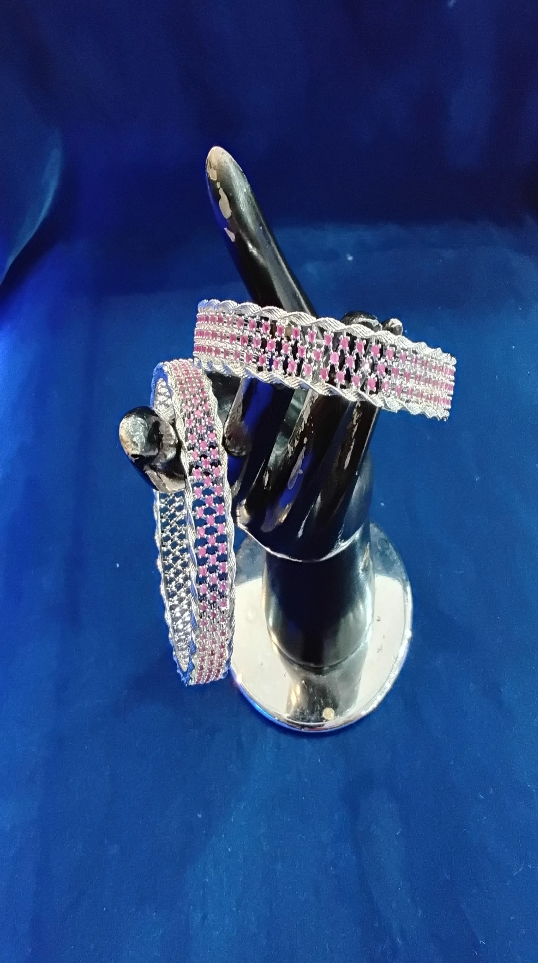 Silver Pink Bangles view 2