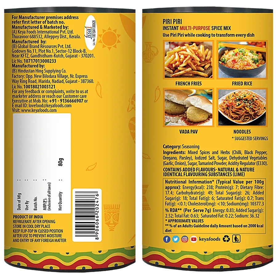 Keya Sprinkler- Piri Piri/Peri Peri Spice mix 80 g view 2