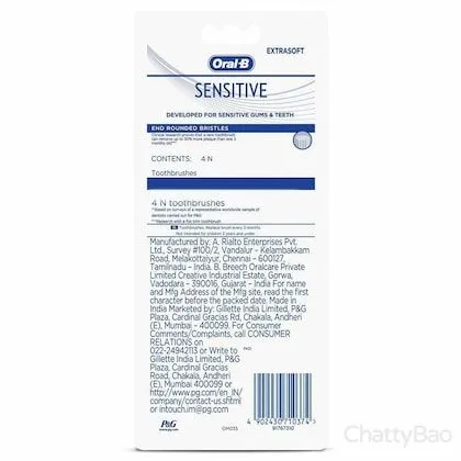 Oral-B Toothbrush - Extra Soft Bristles Sensitive 4 Pieces view 2