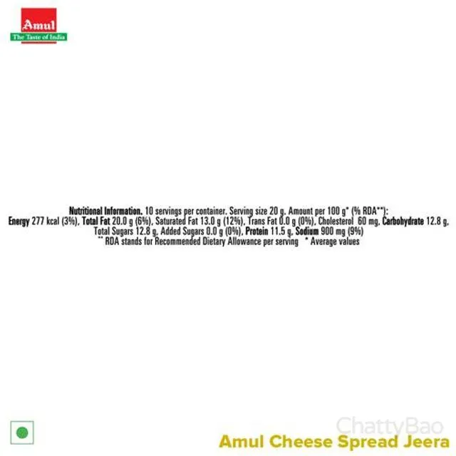 Amul Cheese Spread - Jeera 200 g view 3