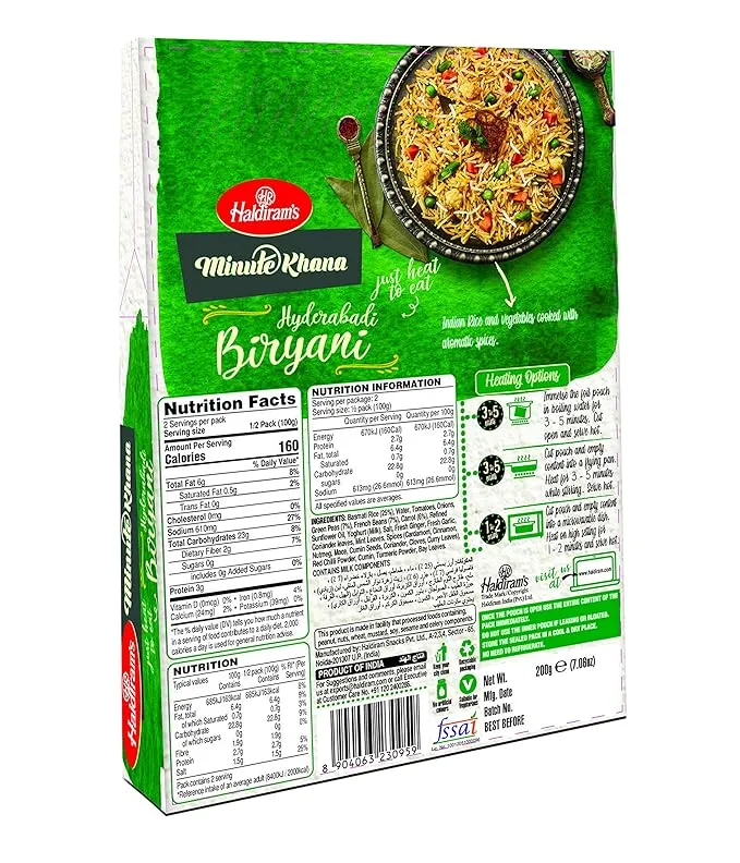 Haldirams Just Heat To Eat Hyderabadi Biryani 200 g view 2