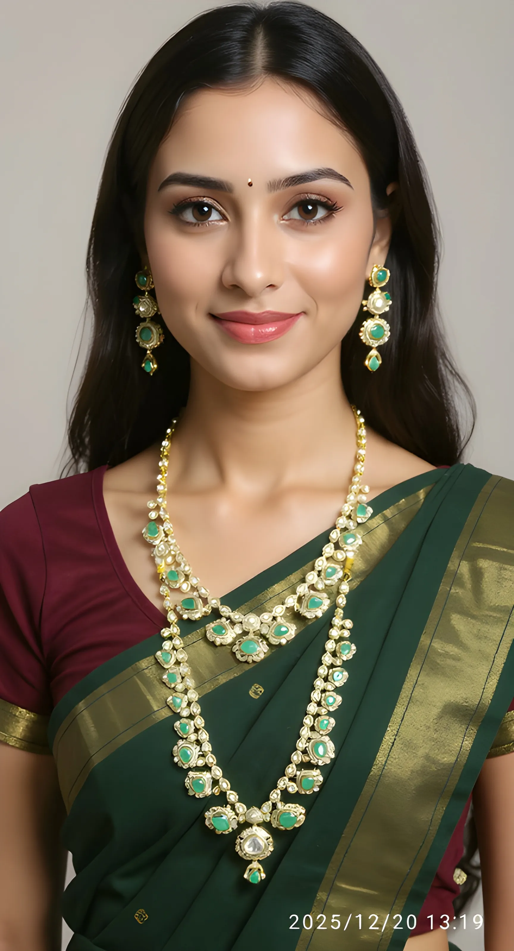Mukund Collection Emerald & Pearl Set view 2