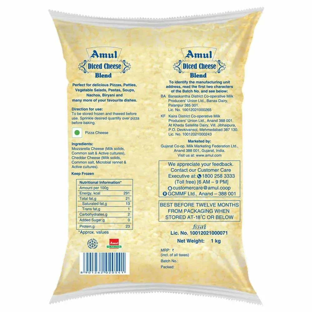 Amul Diced Cheese Blend 1 Kg view 2