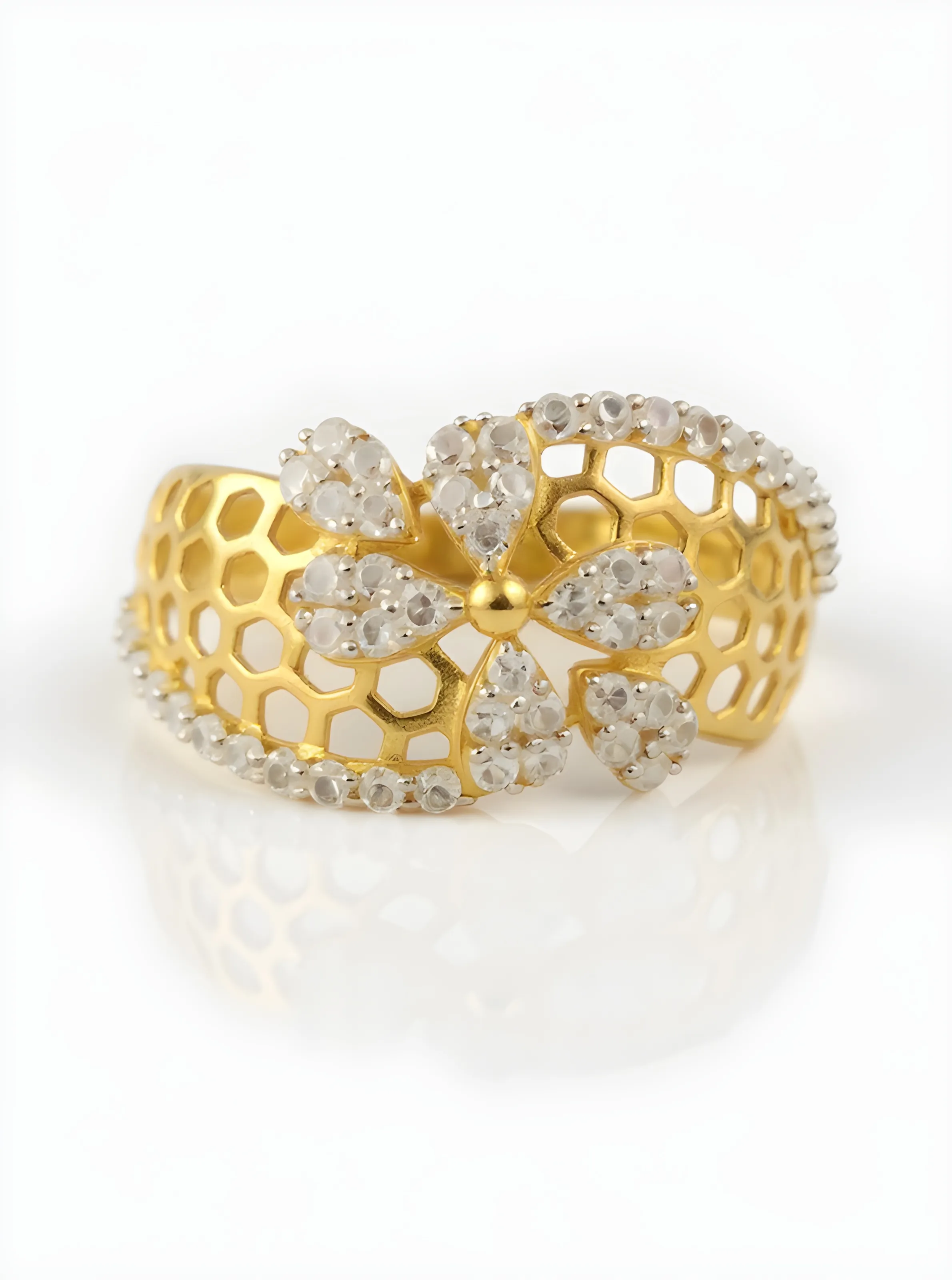 Gold Diamond Floral Bangle view 2
