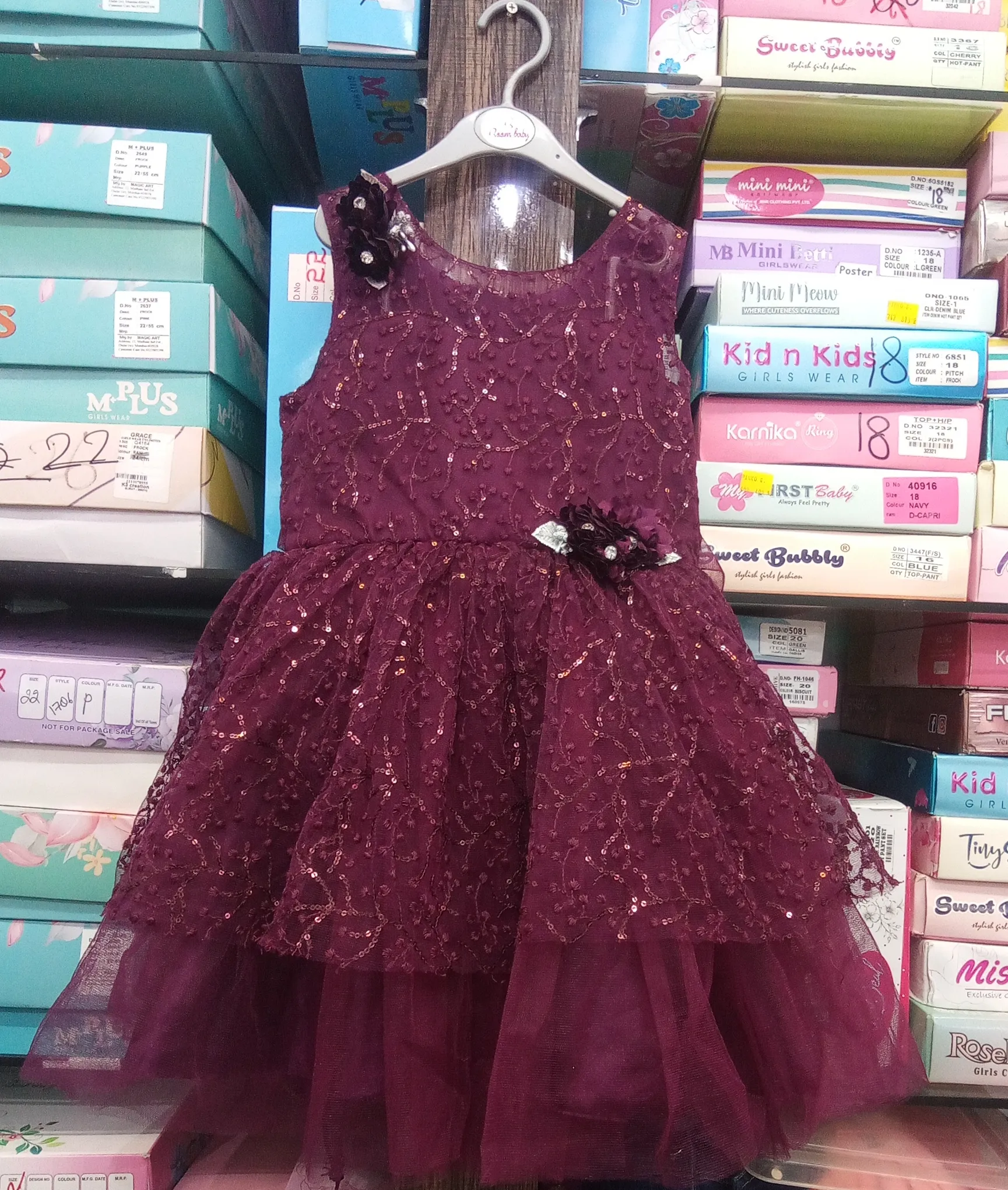 Girls Fancy Frock Wine view 3