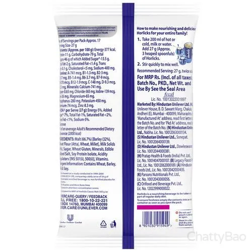Horlicks Nutrition Drink - Classic Malt Pouch 400 g view 2