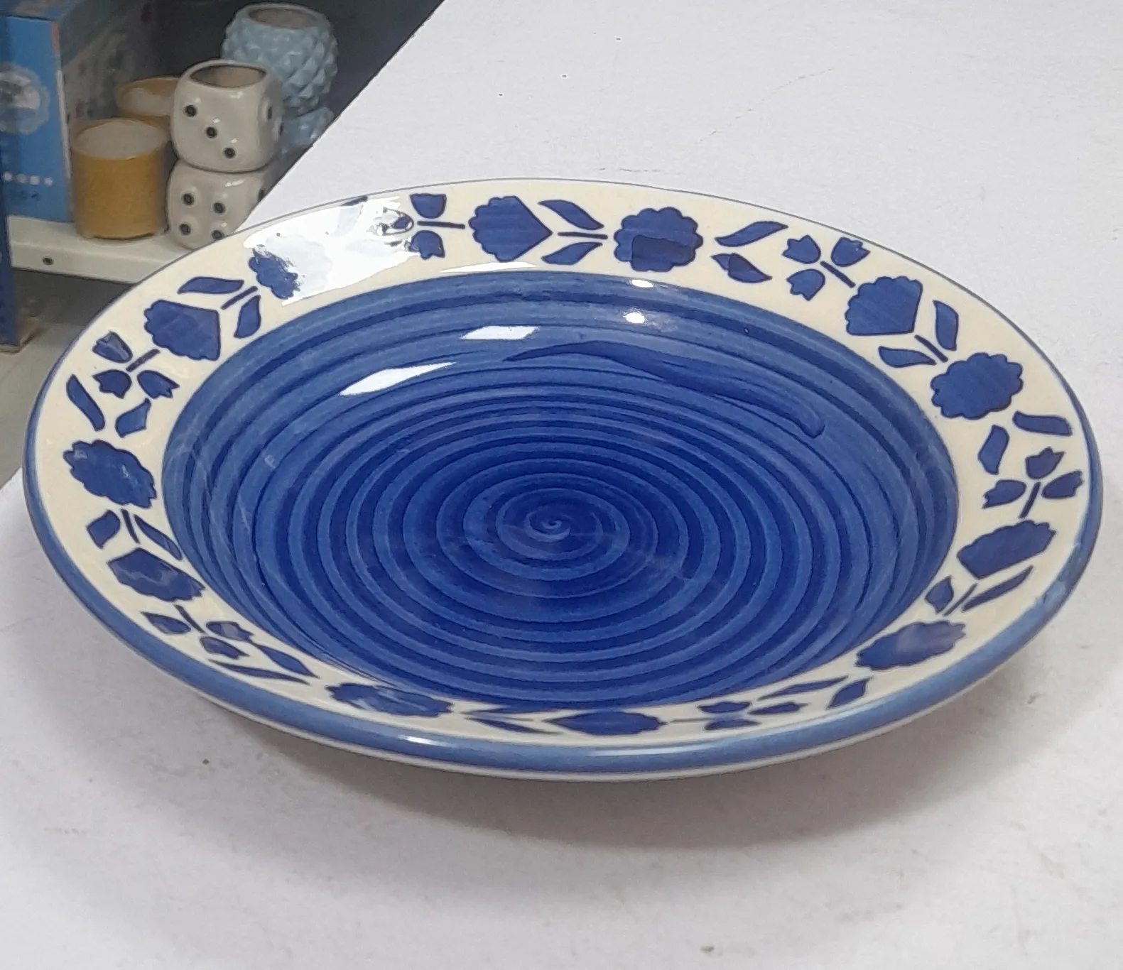 Blue Floral Ceramic Plate Set Of 2 Nis view 2