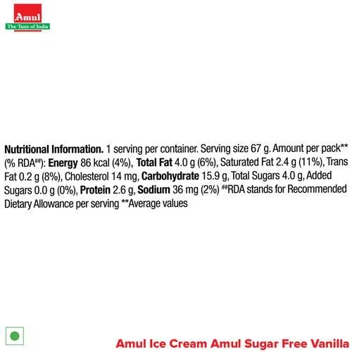 Amul Ice Cream Sugar Free - Vanilla 125 ml view 3