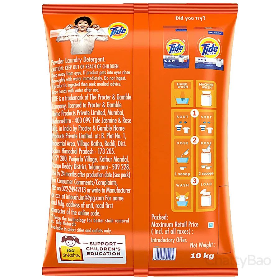 Tide Detergent Washing Powder - Jasmine & Rose 10 Kg (7 Kg + 3 Kg Free) view 2