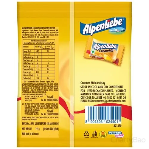 Alpenliebe Cream Fills Butter Toffee 144 g (40 Pieces) view 2