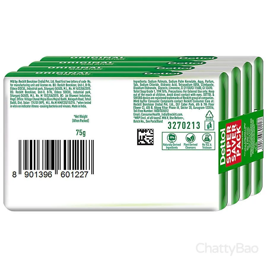 Dettol Bathing Soap Bar - Original 75 g (Pack of 4) view 2