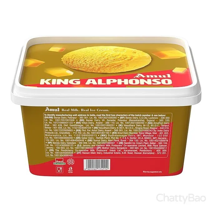 Amul King Alphonso Gold Ice Cream 1 L view 2