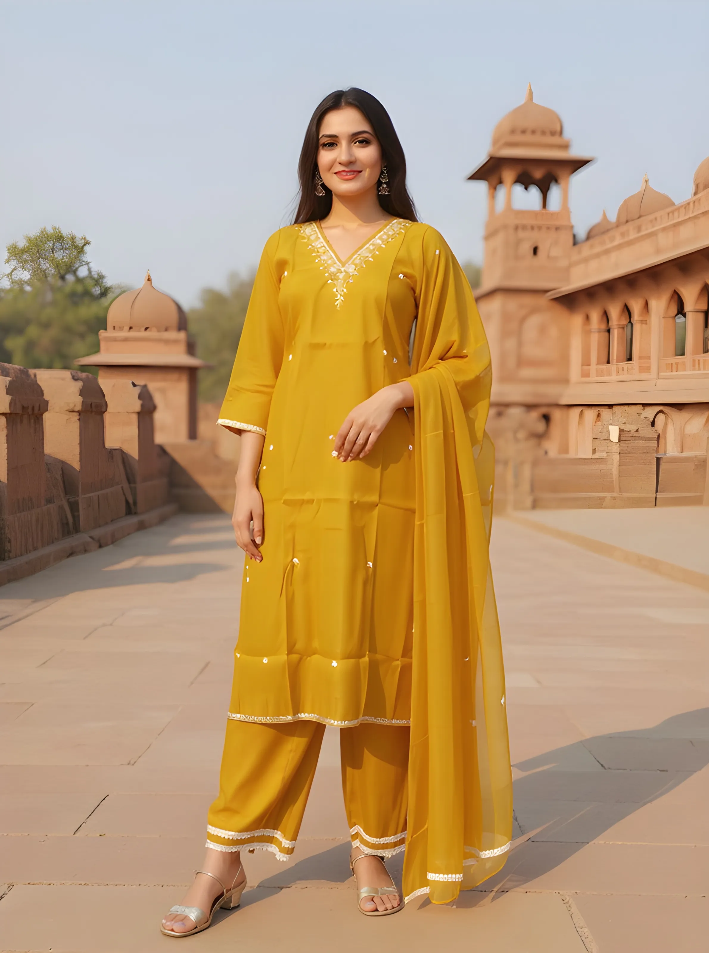 Karigari Yellow Embroidered Kurta view 2