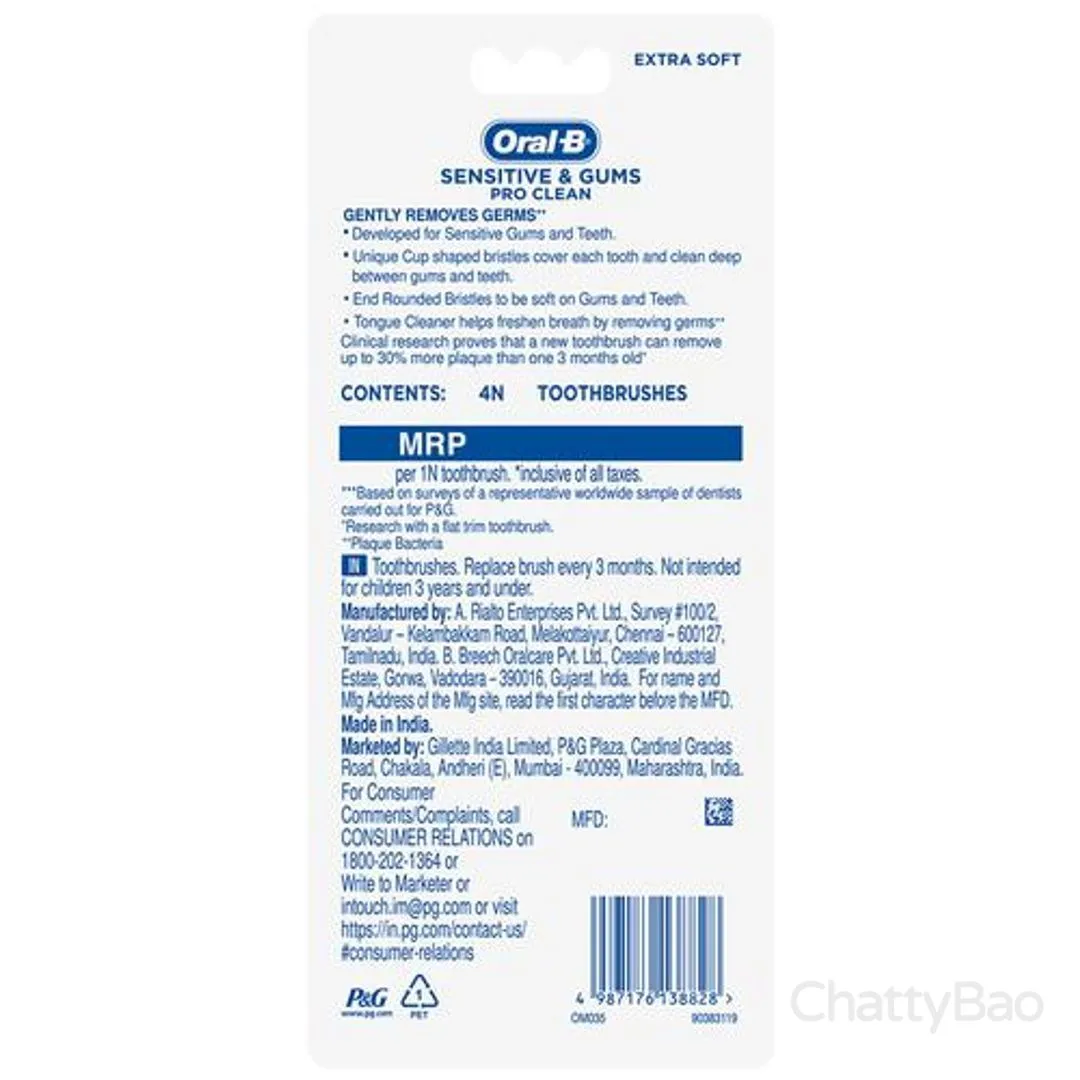 Oral B Sensitive & Gums ??Pro Clean 4 Pieces view 2