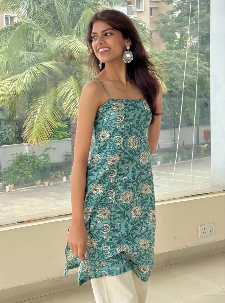 Teal Tie-up kurti