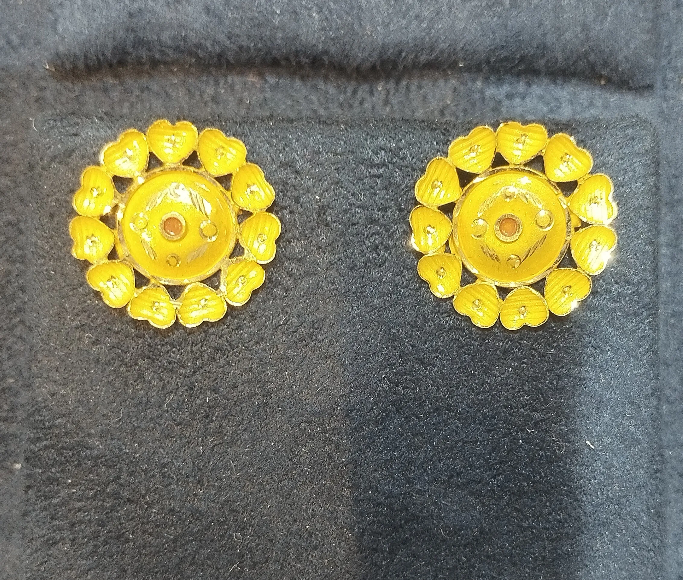 Gold Floral Earring view 2