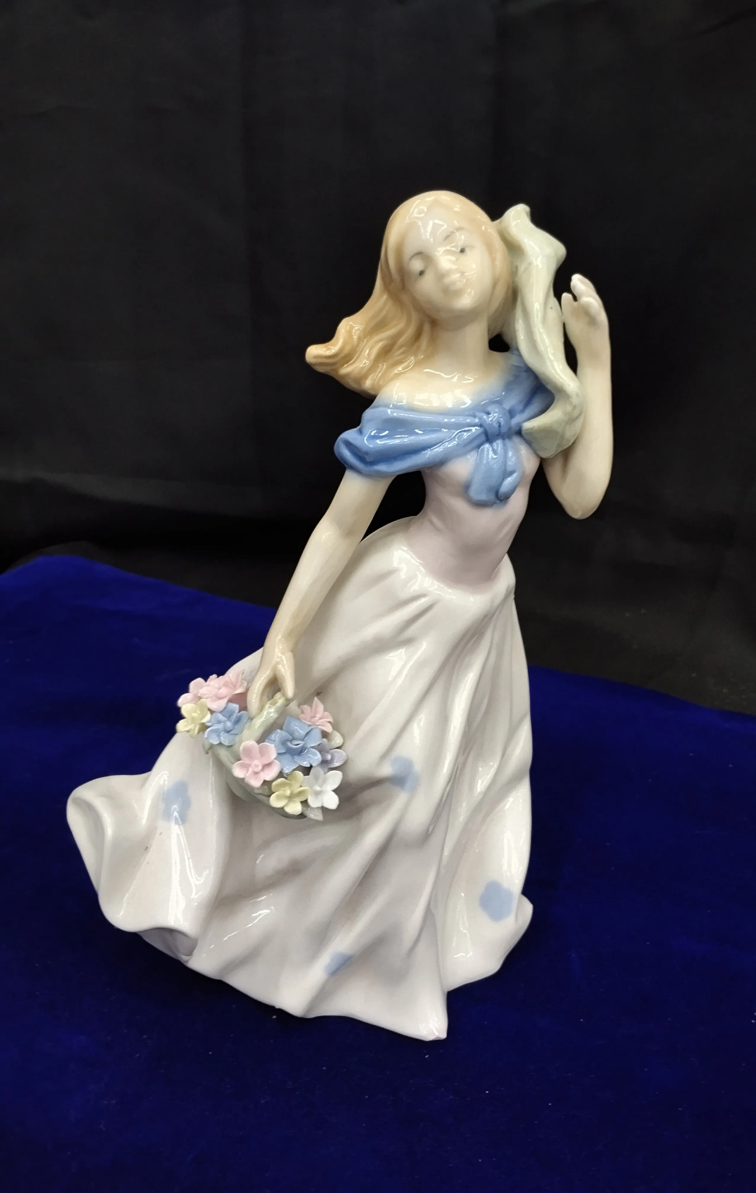 Porcelain Lady Figurine With Flowers view 2