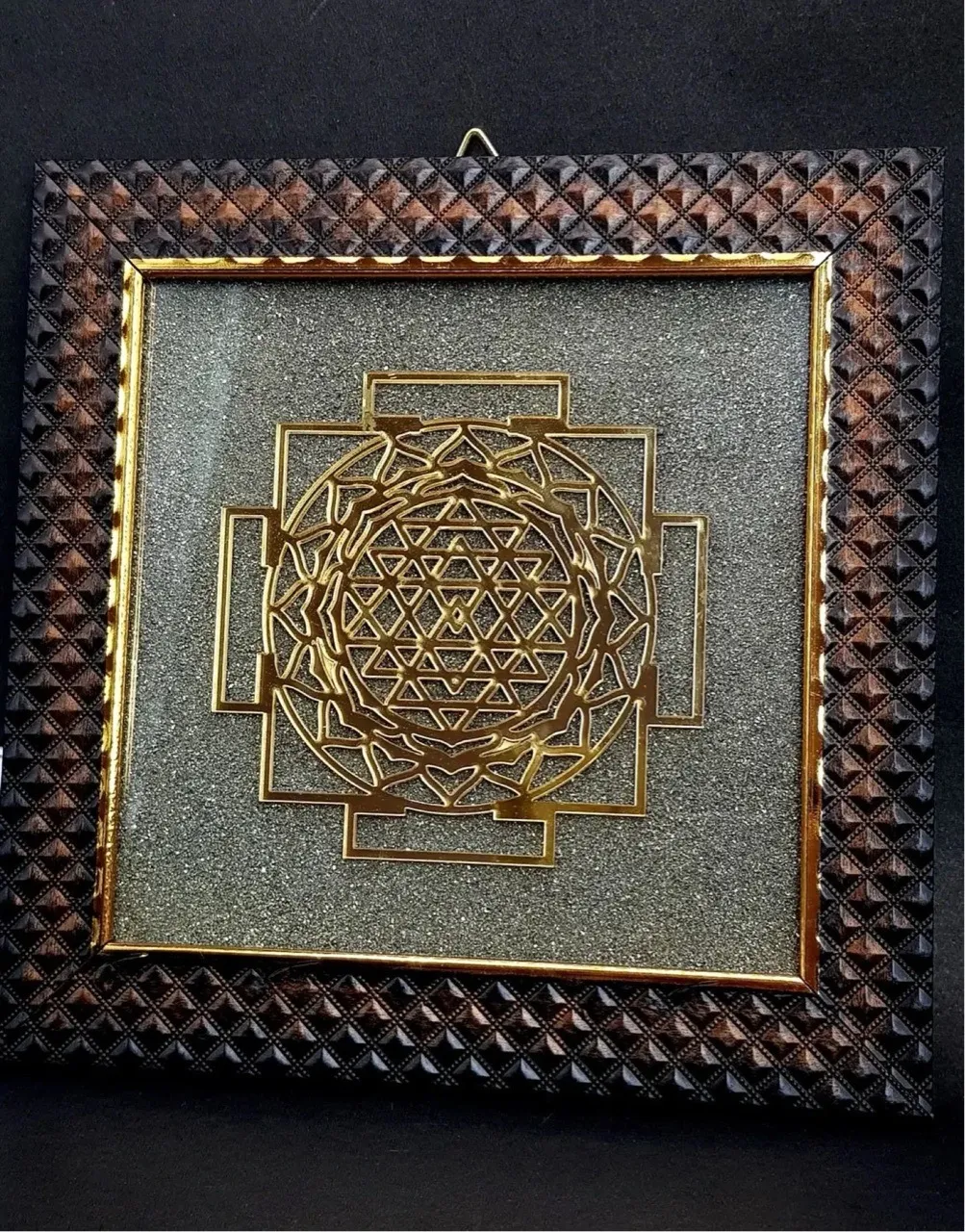 Pyrite Shree Yantra Frame 7.5x7.5 Inches view 4