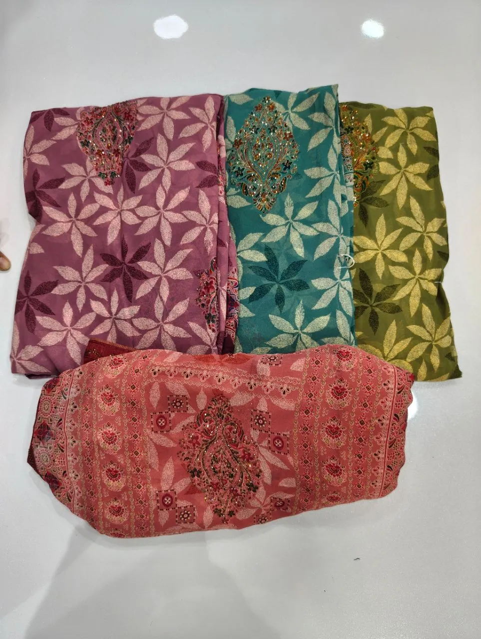 Embroidered Pink Dupatta view 3