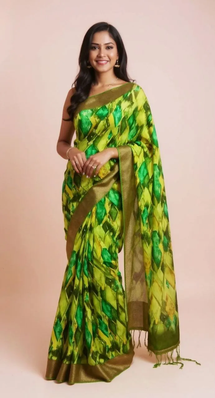 Elegant Printed Saree with Designer Border – Available in Multiple Colours view 3