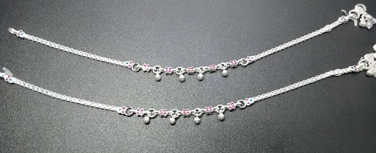 Silver Floral Anklets (AVAL-66) view 2