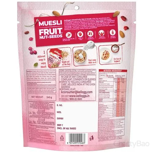 Kelloggs Muesli Breakfast - With 21% Fruit, Nut & Seeds 240 g view 2