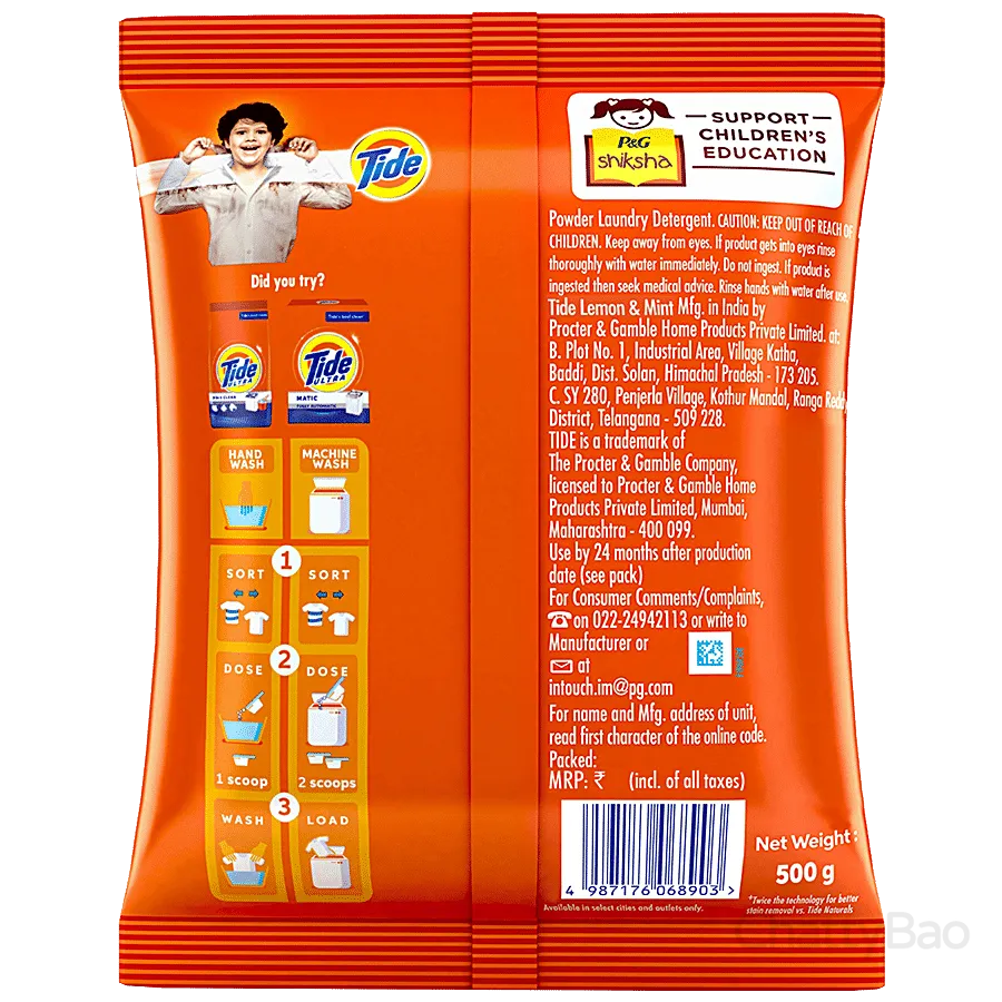 Tide Detergent Washing Powder - Lemon & Mint 500 g view 2