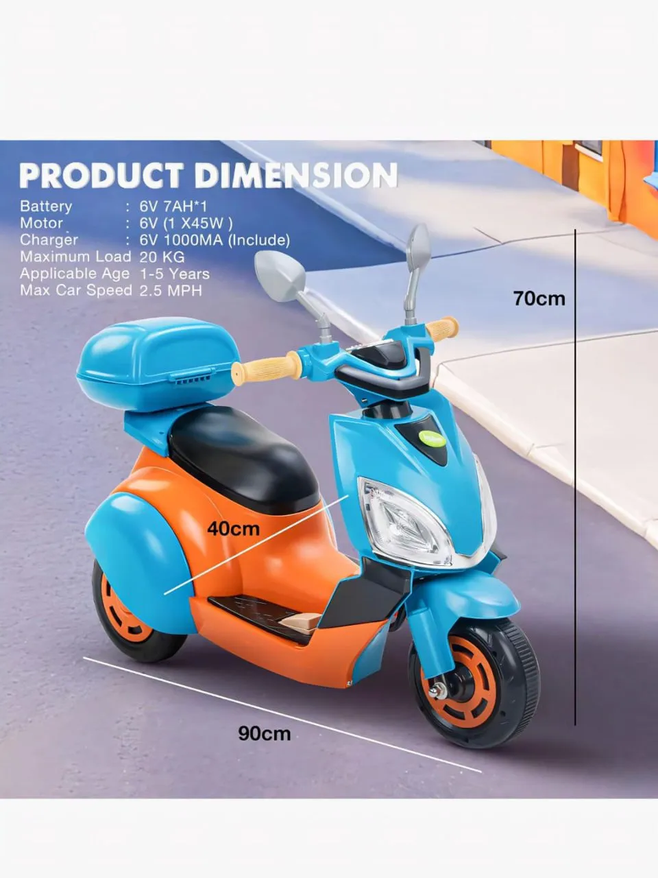 Kids Electric Scooter Blue view 8
