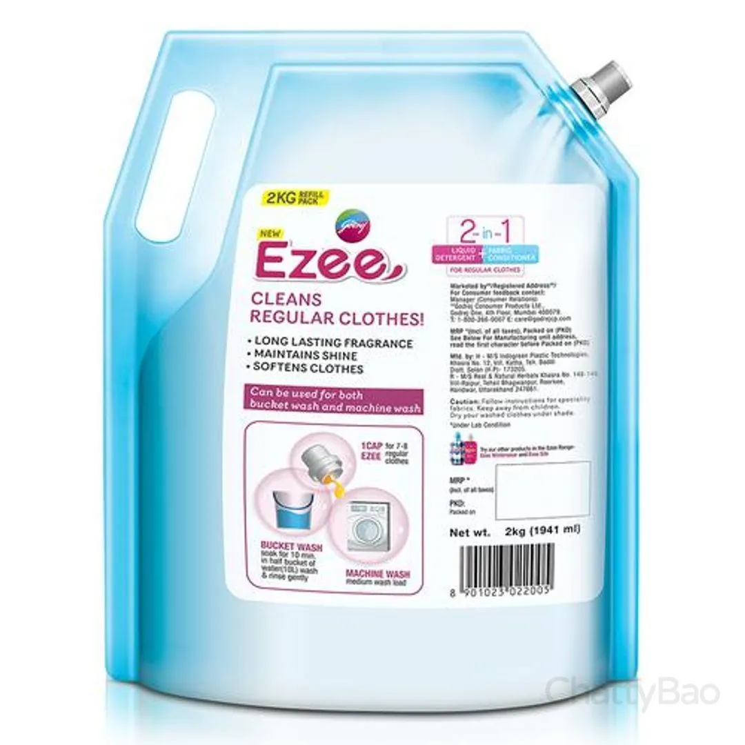 Godrej Ezee 2-In-1 Liquid Detergent + Fabric Conditioner 2 Kg view 2