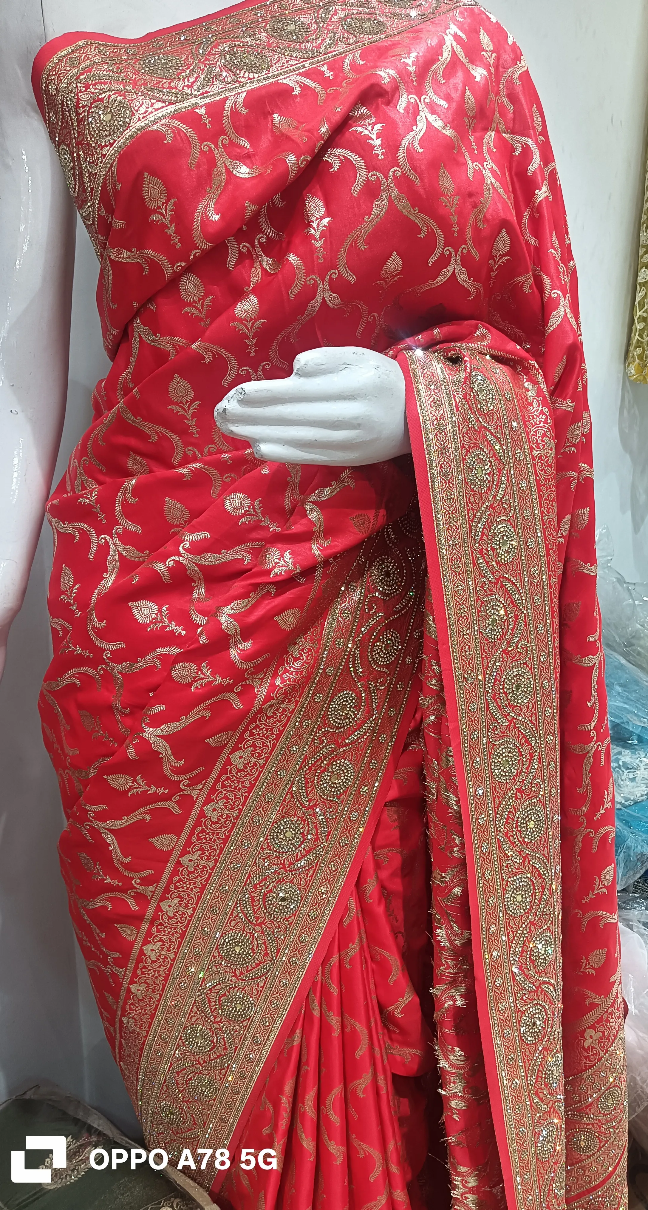 Red Banarasi Saree view 2