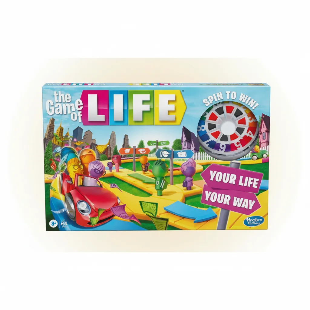 Hasbro Gaming The Game of Life Game, Family Board Game for 2 to 4 Players, for Kids Ages 8 and Up, Includes Colorful Pegs, Multicolour
