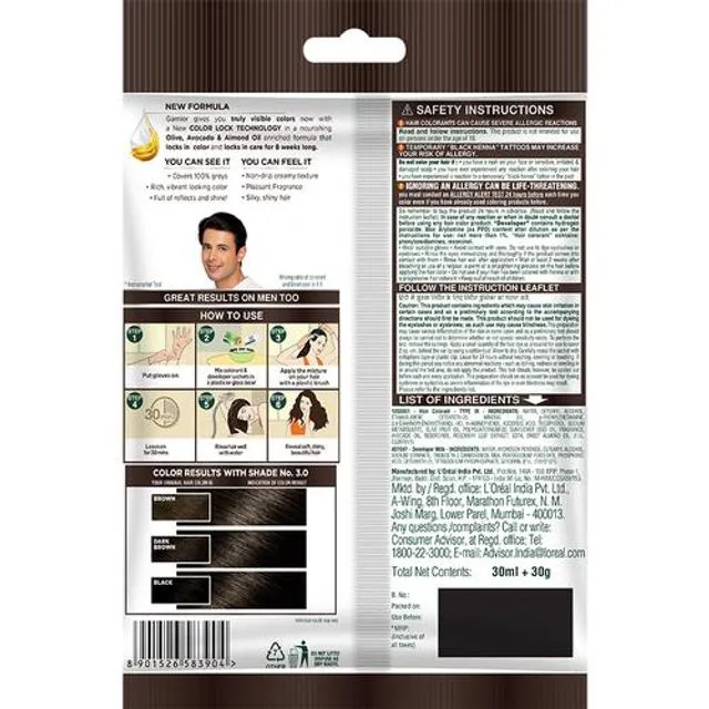 Garnier Color Naturals Hair Colour 3 Darkest Brown 60 g view 2