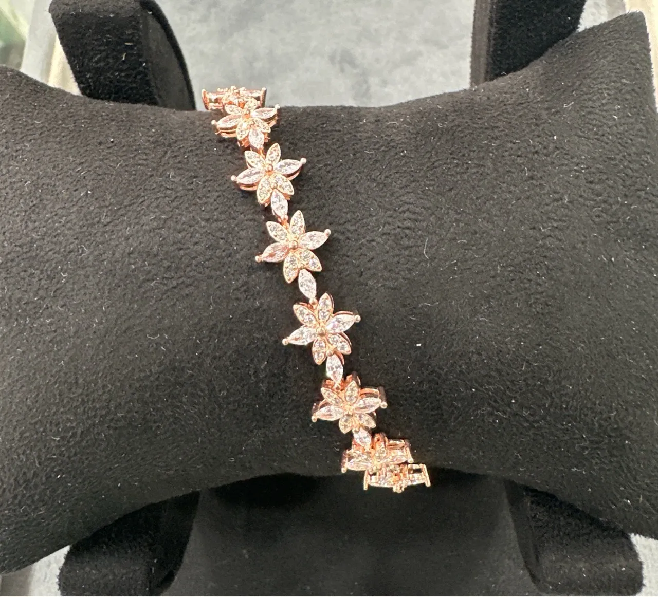 Rose Gold Floral Adjustable Bracelet view 3