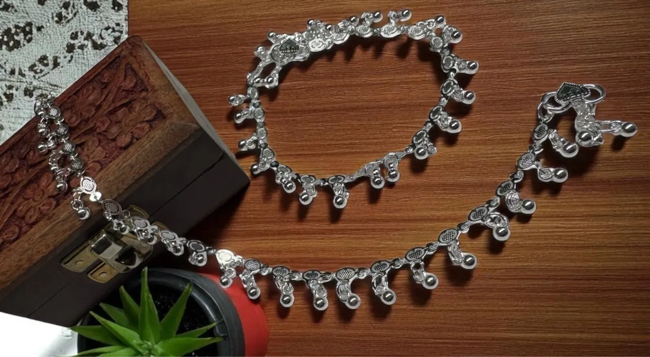 Traditional Silver Anklet Set view 5