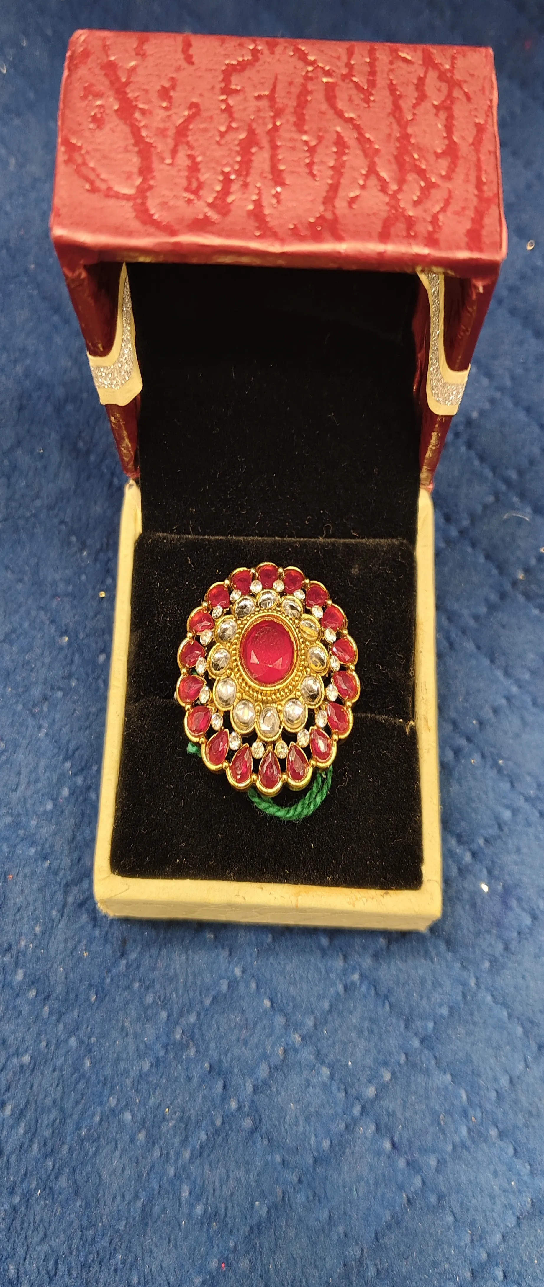 Decorative Ring Red Kundan view 2