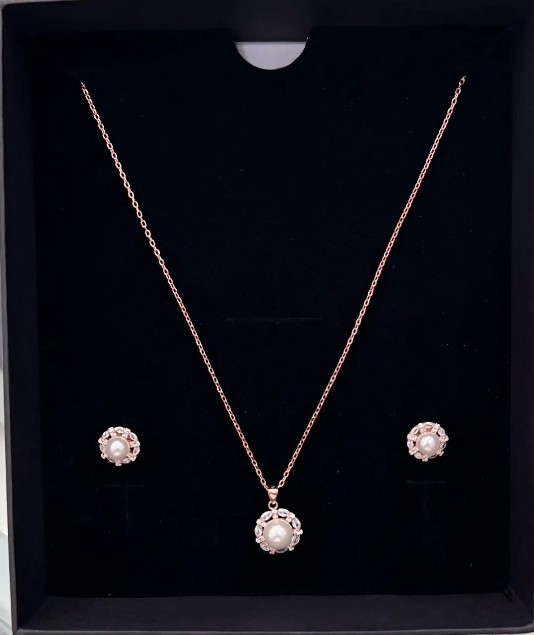 Rose Gold Pearl Pendant Set