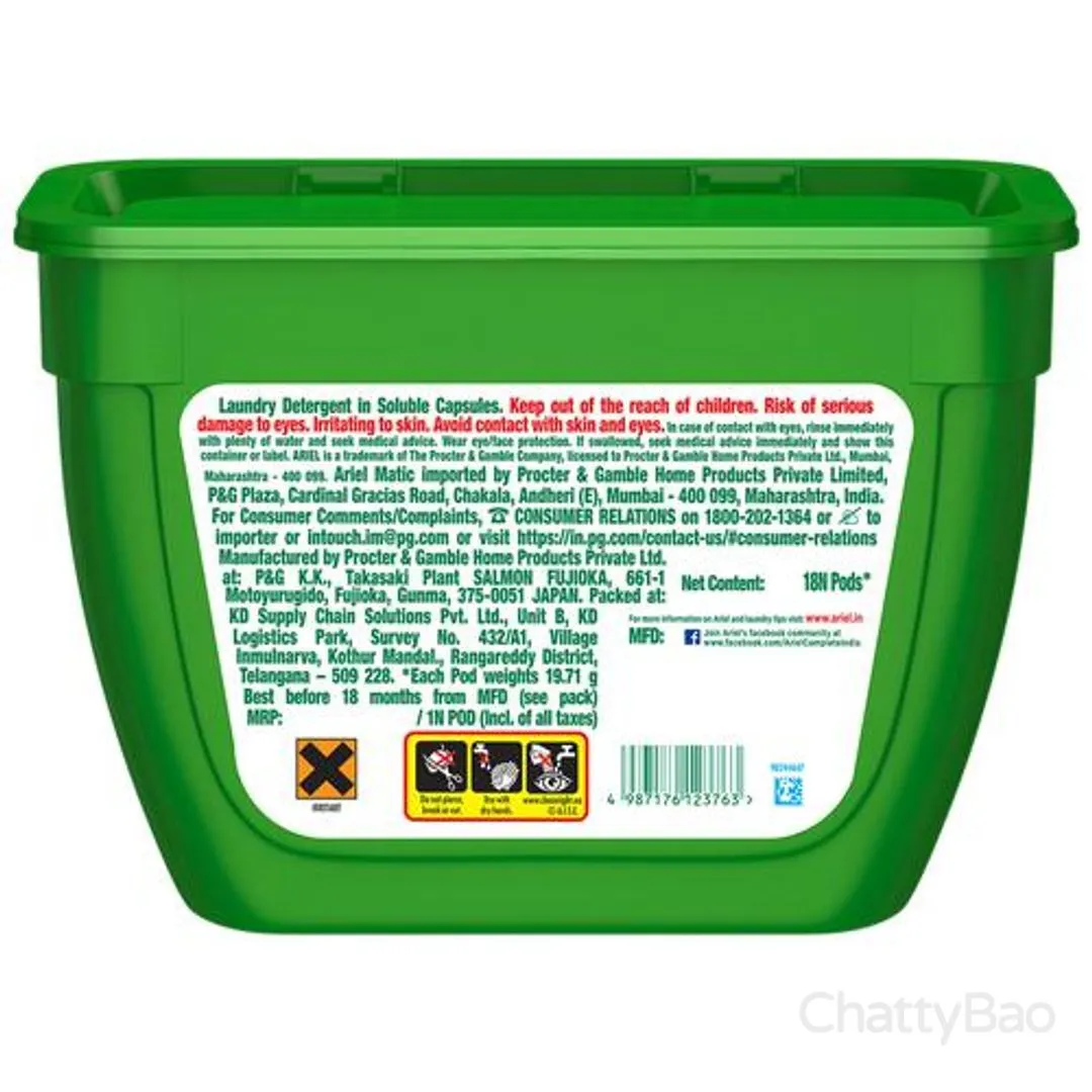 Ariel Matic 4 in 1 Pods Detergent Pack - Front & Top Load 18 Pieces view 2