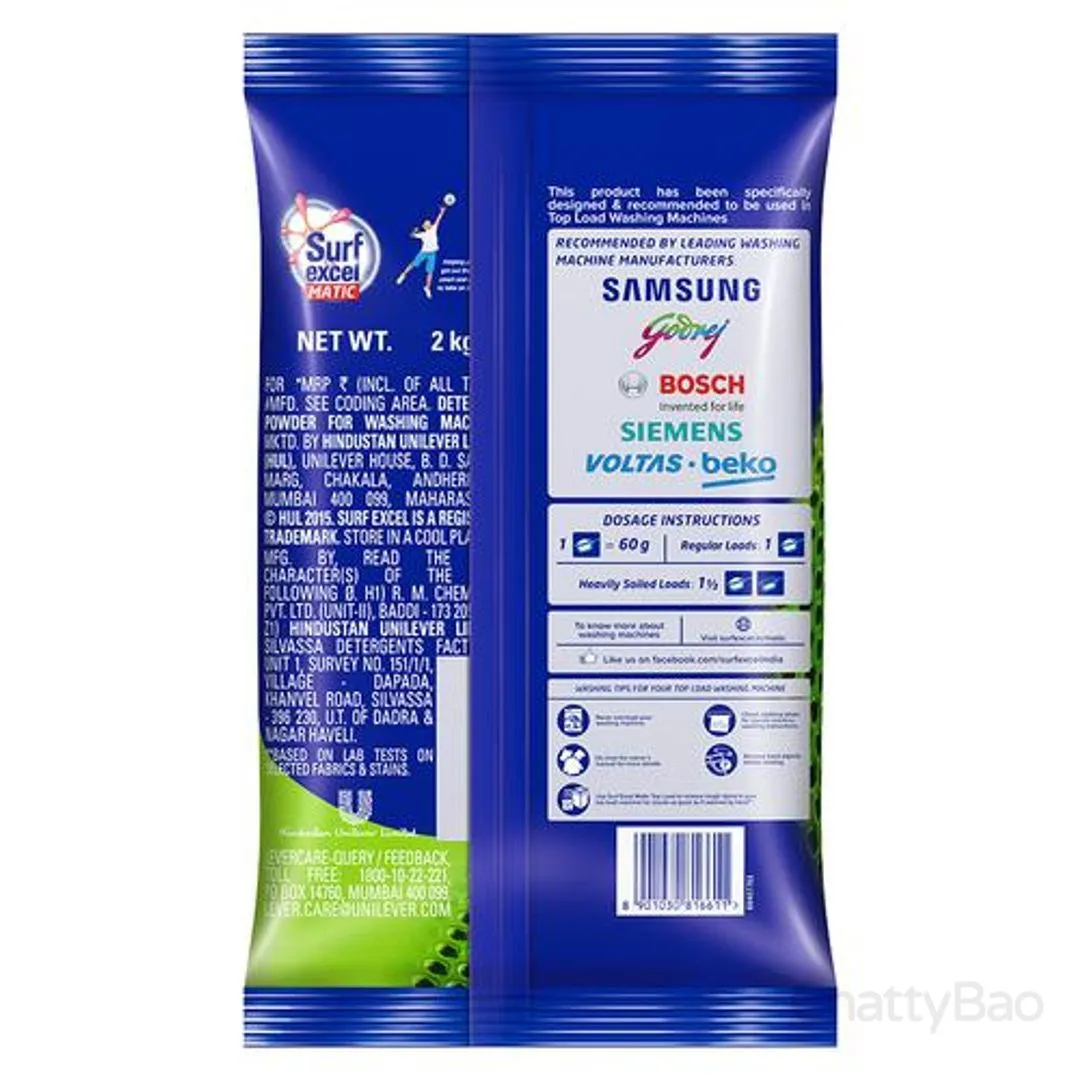 Surf Excel Matic Detergent Powder Top Load 2 Kg view 2